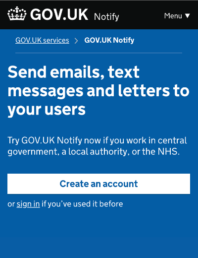 GOV.UK homepage